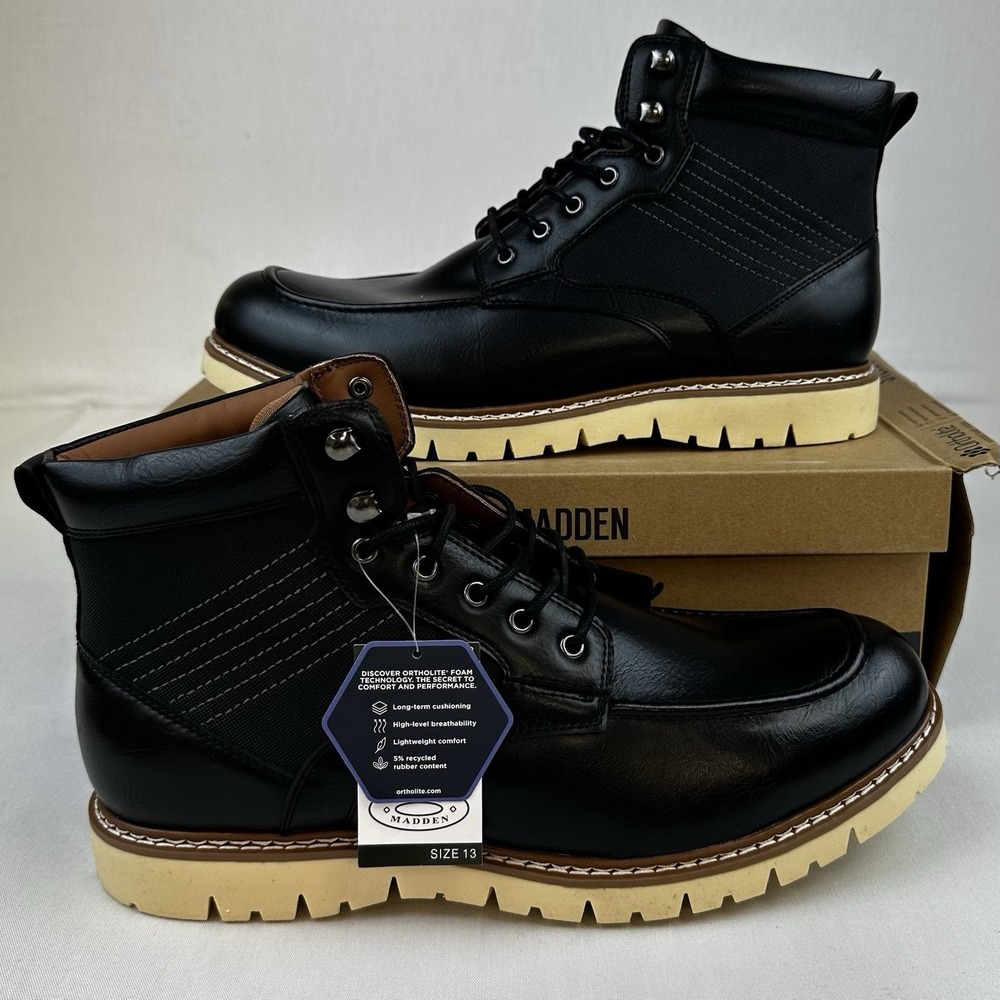 Steve Madden Mens Chukka Boots P-Bleekr Black Sz. 13M Lace Up Ortholite